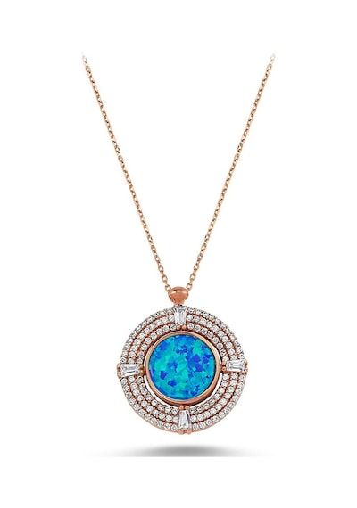 Beyaz Zirkon Taşlı Opal Kolye (498590705)