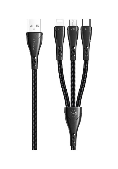 Ca-6960 3in1 Lightning-micro-type-c Şarj Kablosu 3a 1.2m Siyah