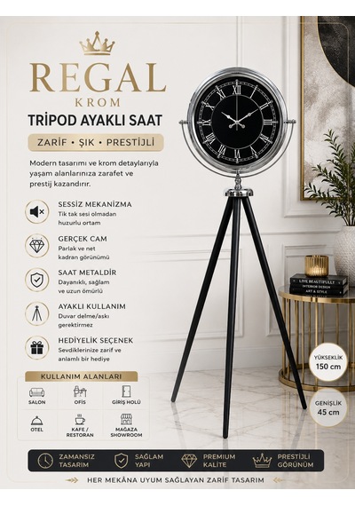 Regal Krom Tripod Ayaklı Saat