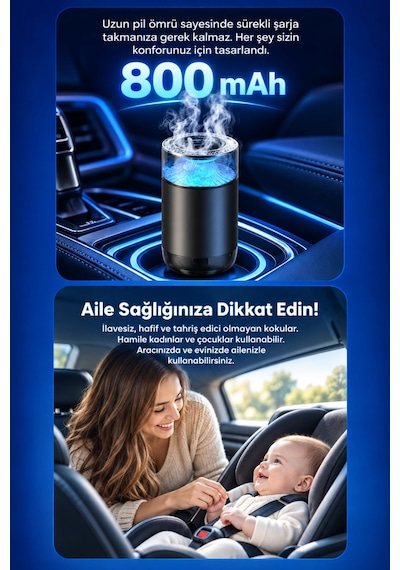 Harvox Hx-cf002 Akıllı Araç Parfümü Led Işıklı Buhar Efektli Oto Kokusu Difüzör