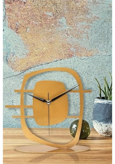 Maceire Gold Eskitme Metal Dekoratif Masa Üstü Saati 24x22cm Mms-m Diğer