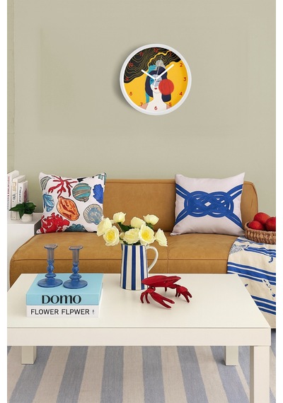 Modern Sanat Yüz Tasarımı Duvar Saati - 25cm - Önü Camlı Beyaz Kasa - Sessiz Mekanizma-jh0743 Beyaz