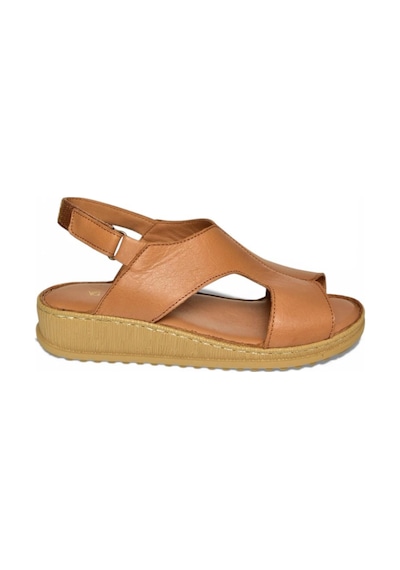 Fox Shoes Y555040903 Taba Hakiki Deri Comfort Ortopedik Taban Kadın Sandalet Taba