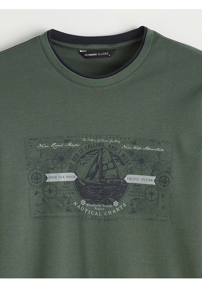 Lc Waikiki Yeşil Bisiklet Yaka Baskılı Erkek Sweatshirt