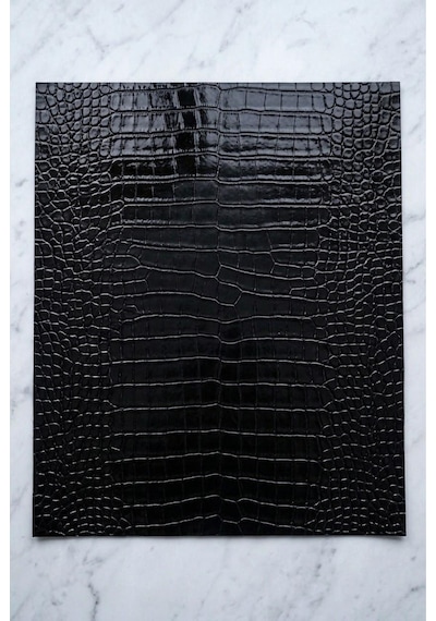 Croco Dokulu Kendinden Yapışkanlı Suni Deri Araç İçi, Mobilya Ve Hobi Kaplama Rulosu 45 X 100 Cm Siyah