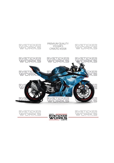 Cfmoto 450sr Kaplama Sticker Blue Punisher Design Motor Kaplama Modeli Hazır Kit Tüm Modeller Uyumlu