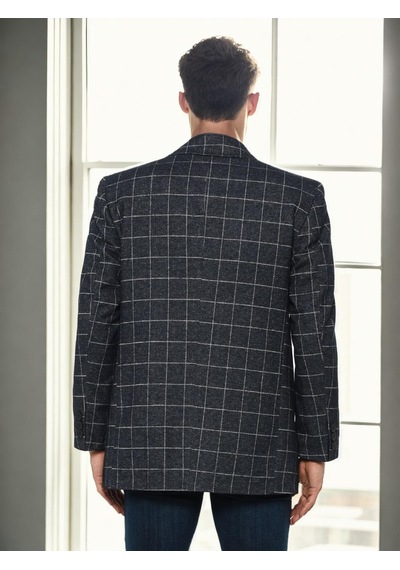 Plt9206 Dewberry Erkek Palto-desenli Lacivert Desenli Lacivert