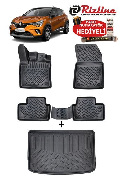 Renault Captur 2019-2026 Havuzlu Paspas Ve Üst Kademe Bagaj Havuzu Seti