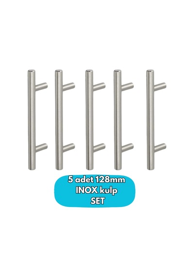 5 Adet Keijo Inox 128mm Paslanmaz Kulp Mobilya, Dolap Kulbu, Kulp Modeli - 5x Keıjo 128mm İnox