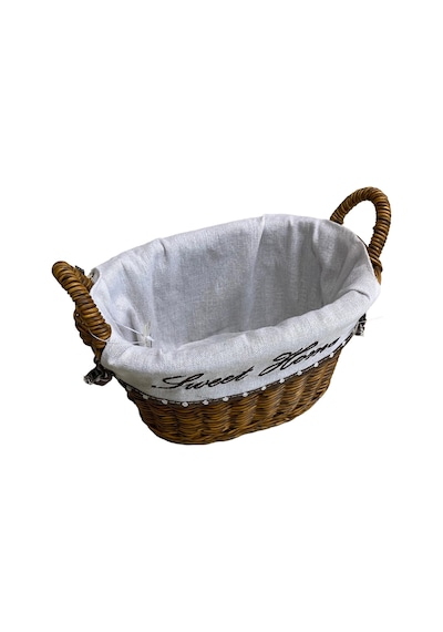 Kulplu Oval Kumaşlı Sepet Küçük Boy 21 X 15 X 17 Cm Kahverengi