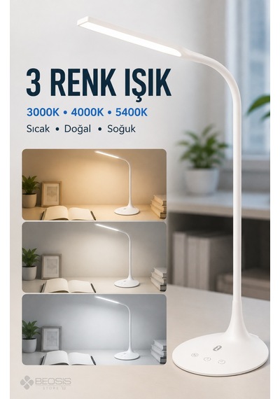 Taotronics Tt-dl1004 Esnek 3 Renk Led Masa Lambası Beyaz