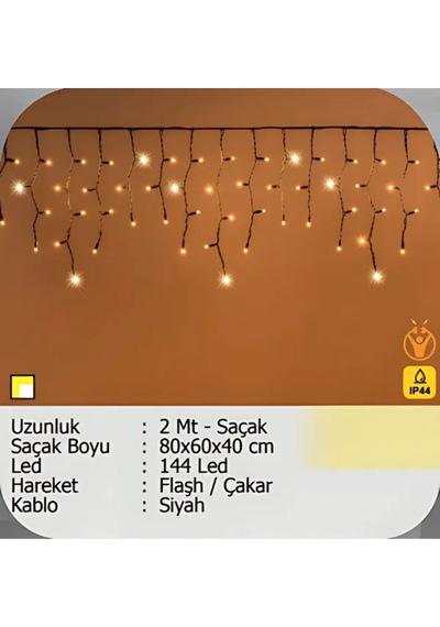Elektrikhouse Led Peri Işığı 144 Led - 2 Mt - Saçak 80x60x40 Cm Çok Renkli