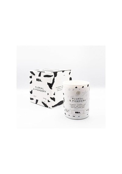 Floral & Powdery - Çiçeksi & Pudramsı Kokulu Dekoratif Desenli Soya Mumu I 150 Gr Renkli Siyah