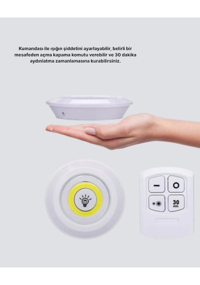 Zenvia Kablosuz Gün Işığı 3 Lü Led Spot Lamba Kumandalı Znv2026 Çok Renkli