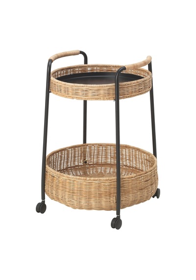 Lubban Tekerlekli Yan Sehpa, Rattan-antrasit