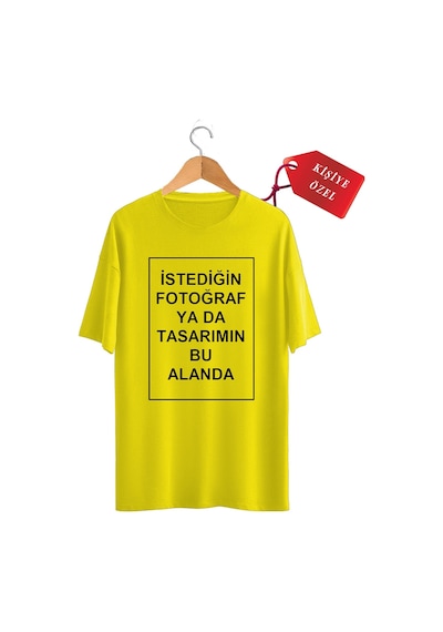 Kendin Tasarla T-shirt Kişiye Özel Tişört Baskılı Tshirt Sarı