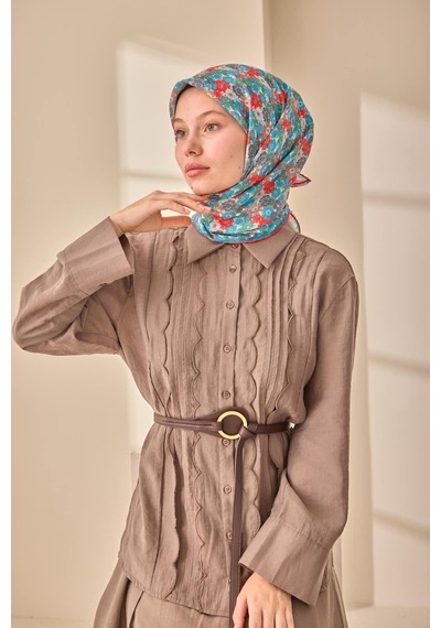 Silk Home Soft Eşarp 73092-32 Kırmızı, Gök Mavi, Yeşil, Füme