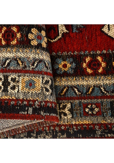 Narhan Nostaljik Kırmızı Saçaklı Kilim Dokulu Robot Süpürgeye Uyumlu Oturma Odası Salon Halısı