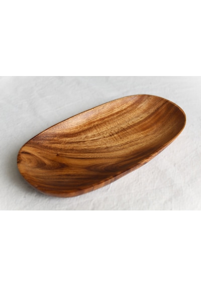 Hbs Art Design Akasya Masif Ahşap Oval Sunum Tabağı Ahşap