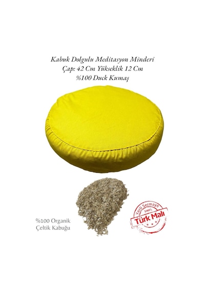 Remege Kabuk Dolgulu Duck Kumaş Meditasyon Minderi Sarı Sr1