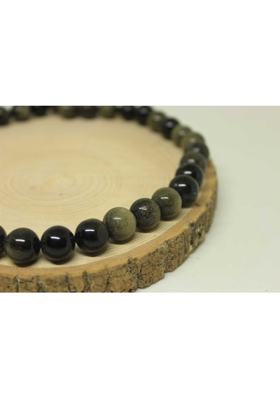 Yasamtohumu Golden & Siyah Obsidyen Taşı Yarım Dizi 11-12.5 MM 18 CM Çok Renkli
