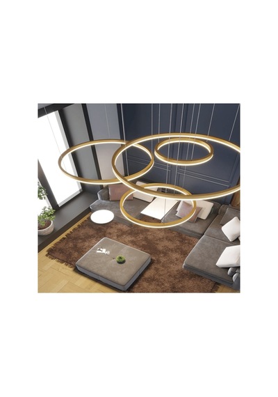Eskitme Gold 4'lü Halka Led 6500k Soğuk Beyaz Sarkıt Modern Avize