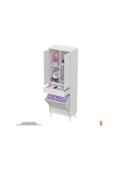 Modilayn Yeni Afra 60x173x32,5 Cm' Lik 1 Çekmece, 1 Göz Sepet, 2 Kapak, 4 Raf Dar Alan Banyo Dolabı Beyaz Modilayn Yeni Afra 60x173x32,5 Cm' Lik 1 Çekmece, 1 Göz Sepet, 2 Kapak, 4 Raf Dar Alan Banyo Dolabı Beyaz