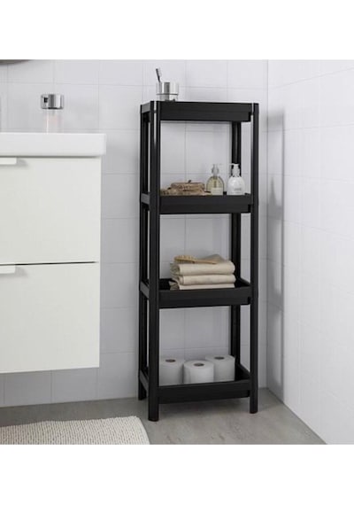 4 Katlı Banyo Rafı Mutfak Rafı Balkon Rafı Siyah
