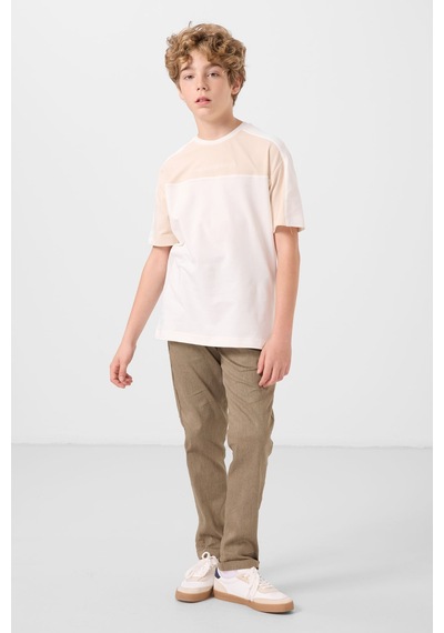 Tommylife Ekru Pamuklu Yumuşak Dokulu Oversize Fit Baskılı Erkek Çocuk T-shirt - 11290 Ekru