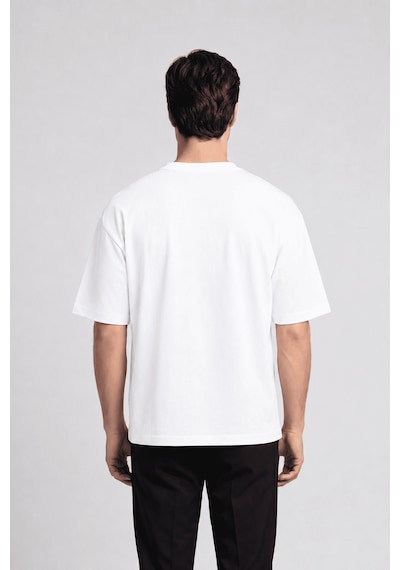 Black Nova Oversize Baskılı Unisex %100 Pamuk T-shirt Classic Chopper Beyaz