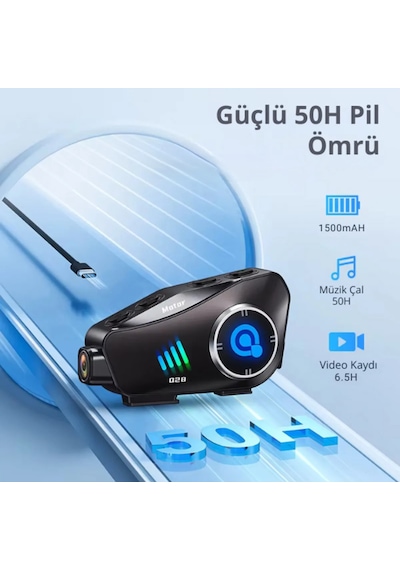 1080p Fhd Kameralı Video Fotoğraf Özellikli Wifi Kamera Bluetooth Arama Müzik İntercom Kask Kulaklık