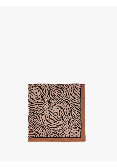 Koton Zebra Desenli Kare Şal Kahverengi 7wak50228aa Kahve