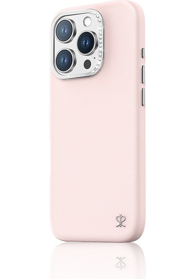 Apple Uyumlu iPhone 14 Pro Kılıf Suni Deri Tasarımlı Pynana Starry Serisi Kapak Pembe