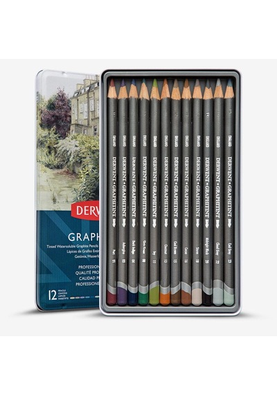 Derwent Graphitint Sulandırılabilen Renkli Grafit Kalem 12Li Set