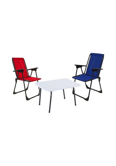Exent 45x60 Katlanır Masa + 2 Adet Kamp Sandalyesi, Katlanır Sandalye, Çift Dikişli 120 Kg Kapasiteli-kır-lac-bey Çok Renkli