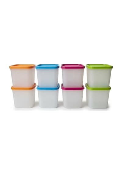 Alaska 8&apos Li Derin Dondurucu Saklama Kabı Seti - 380 Ml Kar Tanesi Desenli Erzak Kabı - Kırılmaz Esnek Yapı, Bpa Free 4 Renk X 2 Adet