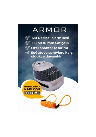 Armor 10 Mm Renkli Alarmlı Disk Kilidi Yeni Versiyon