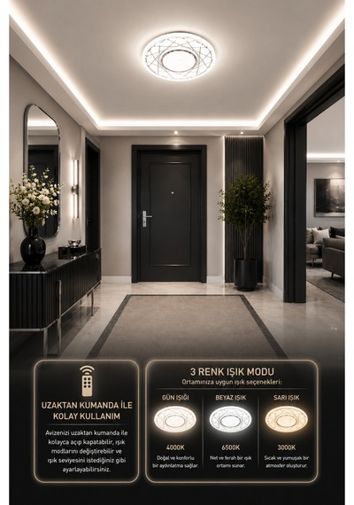 Diva Cristalya Serisi 50'lik 2 Katlı Krom Akrilik Uzaktan Kumandalı Dimmerli 3 Renk Ledli Plafonyer Ledli Avize Led Avize Çap 50 Cm Gümüş Diva Cristalya Serisi 50'lik 2 Katlı Krom Akrilik Uzaktan Kumandalı Dimmerli 3 Renk Ledli Plafonyer Ledli Avize Led Avize Çap 50 Cm Gümüş