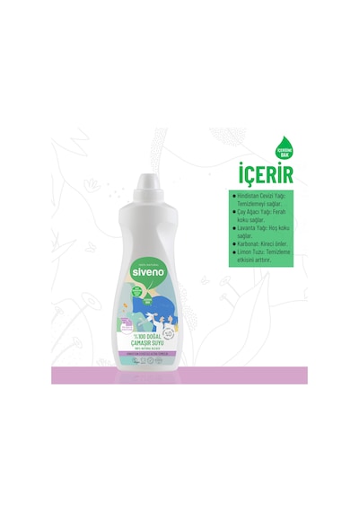 Siveno %100 Doğal Çamaşır Suyu Bitkisel Lavanta Çay Ağacı Tüm Yüzey ve Kumaşlarda 700 ML