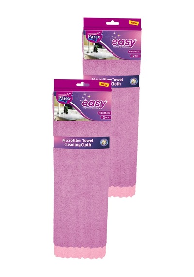 Parex Easy Mikrofiber Temizlik Bezi 2' Li Paket İkili Set Toplam 4 Adet Pembe