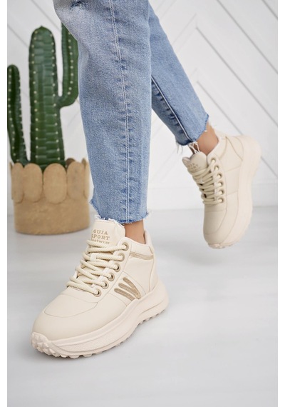 Guja 24k317 4 Bej Bağcıklı Hafif Fashion Kadın Bot