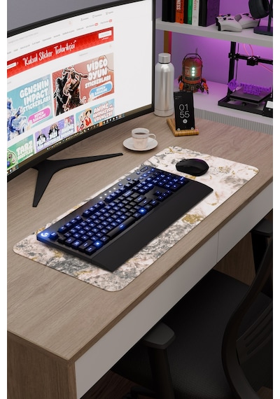 Traverten Kaymaz Dikişli Kauçuk Oyuncu Mousepad V5 - 70x30 Xl Gaming Mouse Pad Fare Altlığı
