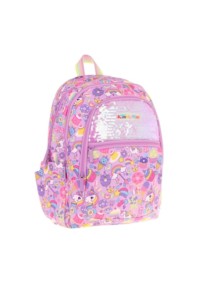 Kaukko Kids Kız Çocuk Lila - Pullu Sweet Desenli Dört Gözlü Okul Sırt Çantası - L5215 Lila