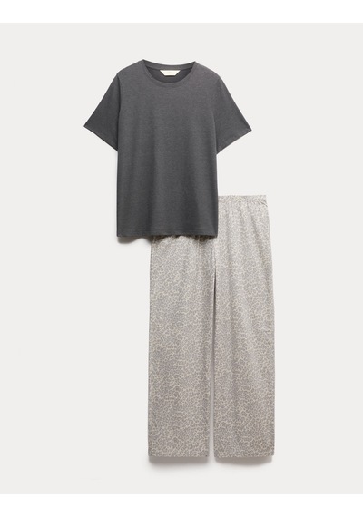 Marks & Spencer Pamuklu Pijama Takımı T37004630f Gri