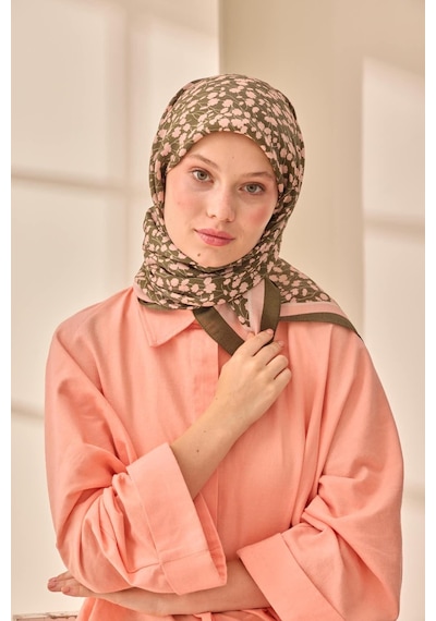 Silk Home Aura Eşarp 140005-16 Koyu Yeşil, Pudra, Ekru
