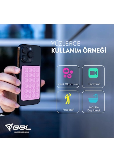 Telefon Arkasına Yapışan Silikon Vantuzlu Telefon Kılıfı Tutucu Araç Telefon Tutucu Ahtapot Vakumlu Telefon Tutucu Açık Pembe Yapışkanlı 2 Mixed