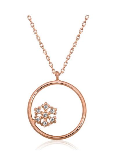 Stillove Gümüş Rose Kar Tanesi Detaylı Halka Kolye