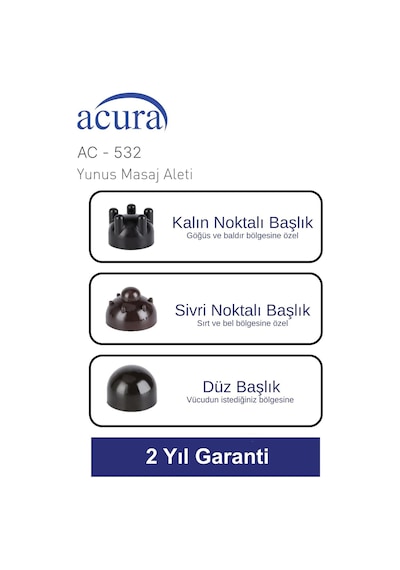 Ac-532 3 Başlıklı Profesyonel Yunus Masaj Aleti, Ac-532