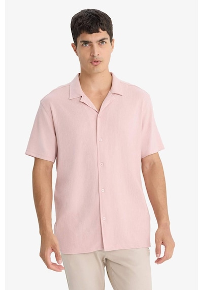 Defacto Modern Fit Polo Yaka Penye Kısa Kollu Gömlek C4125ax25smbr134 Pembe