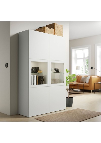 Dolap Kombinasyonu, Beyaz-şeffaf Cam, 120x40x192 Cm, Lappvıken/sındvık Beyaz Dolap Kombinasyonu, Beyaz-şeffaf Cam, 120x40x192 Cm, Lappvıken/sındvık Beyaz